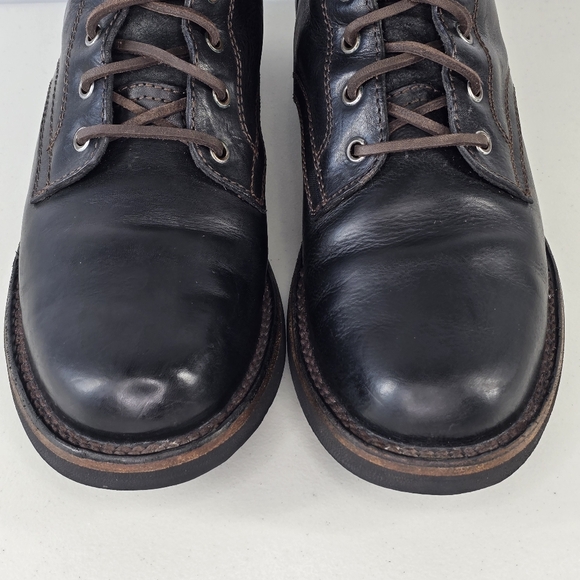 Frye Men’s Black Leather Lace-Up Boots Size 9.5 Heritage Antiqued Style - Picture 7 of 14